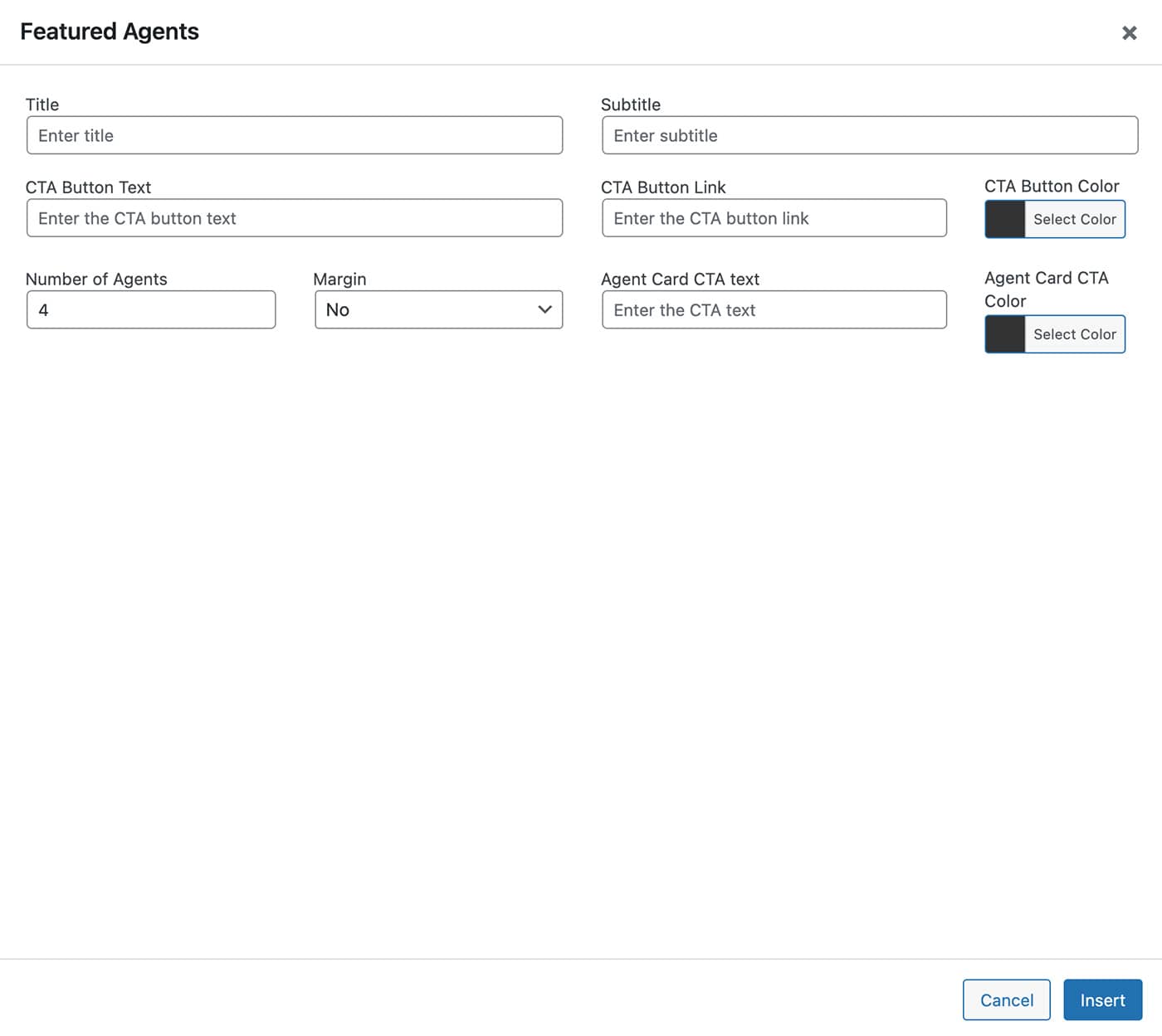 Resideo theme Featured Agents content module options