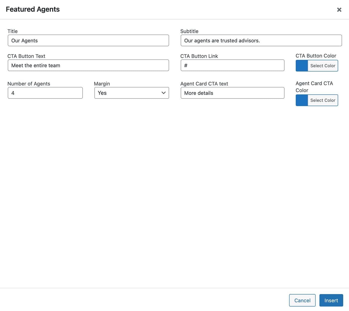 Resideo theme Featured Agents content module fields