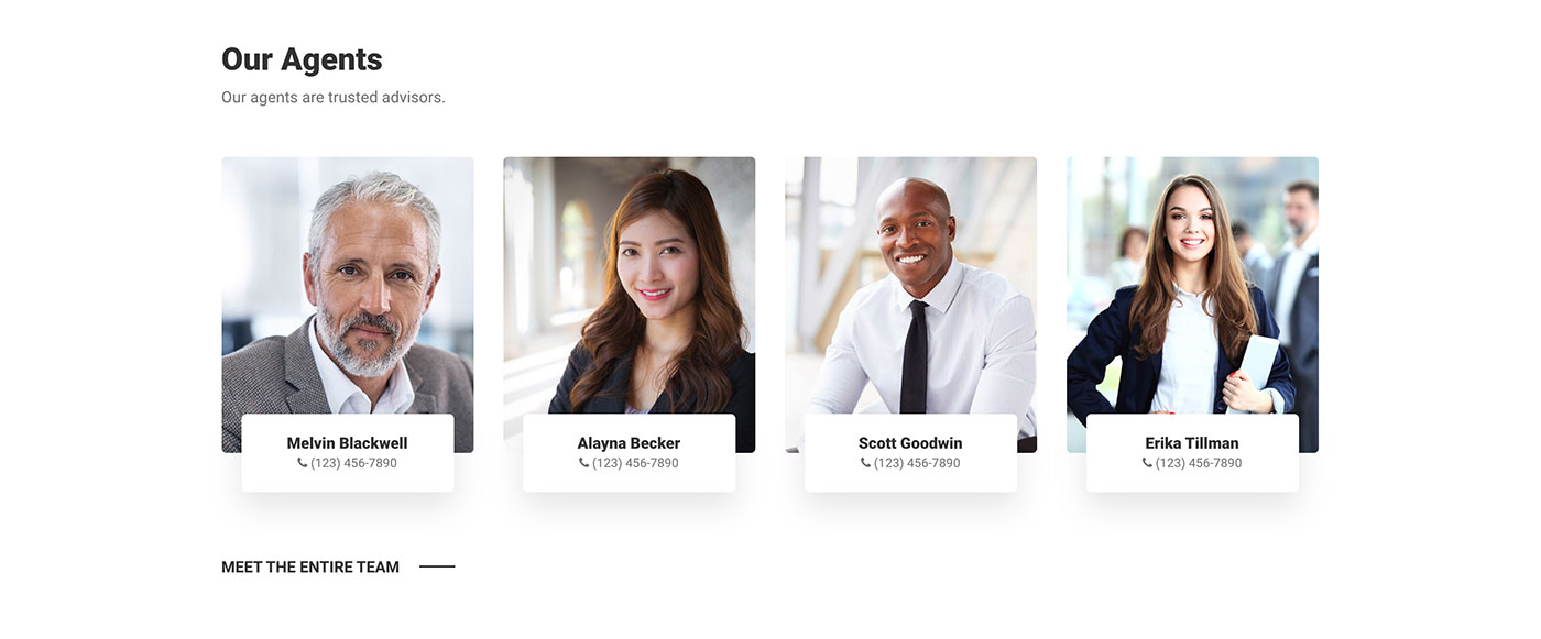 Resideo theme Featured Agents content module front-end