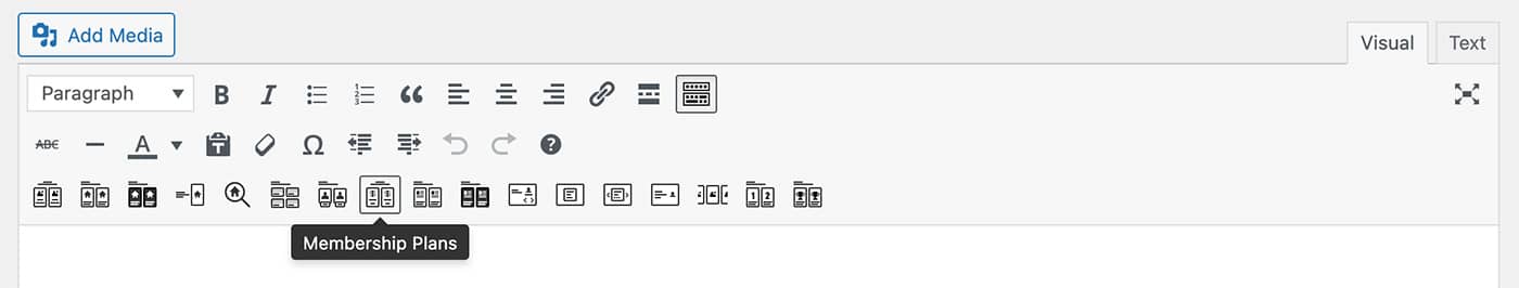 Resideo theme Membership Plans content module toolbar