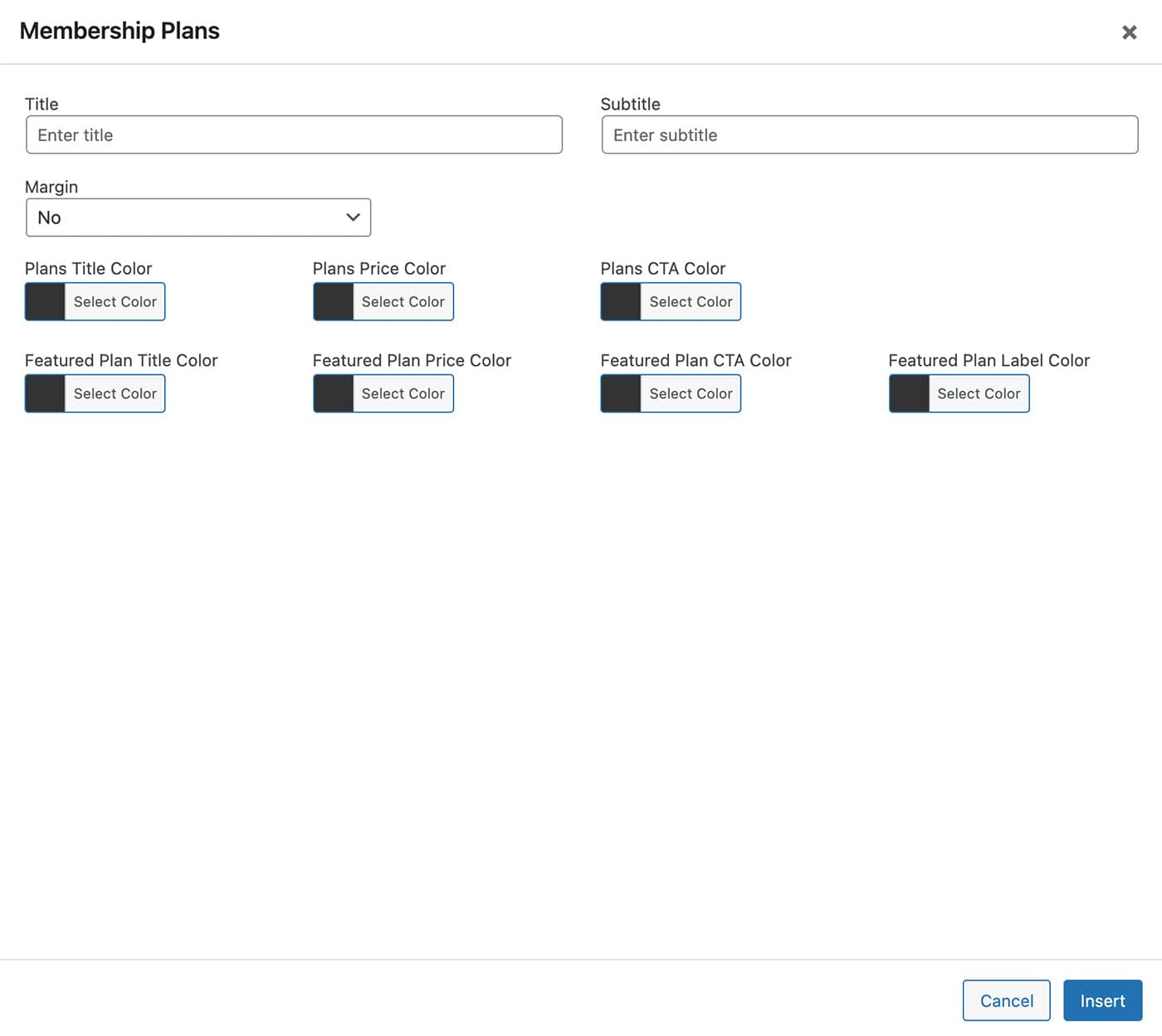 Resideo theme Membership Plans content module options