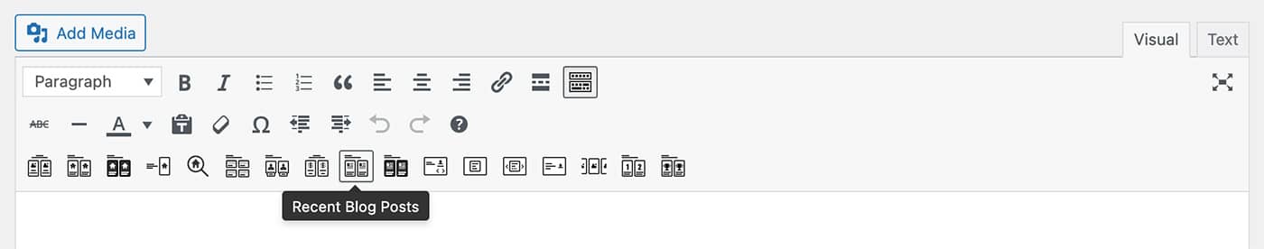 Resideo theme Recent Blog Posts content module toolbar