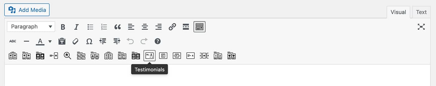 Resideo theme Testimonials content module toolbar