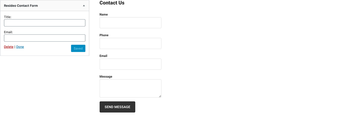 Resideo theme Contact Form widget