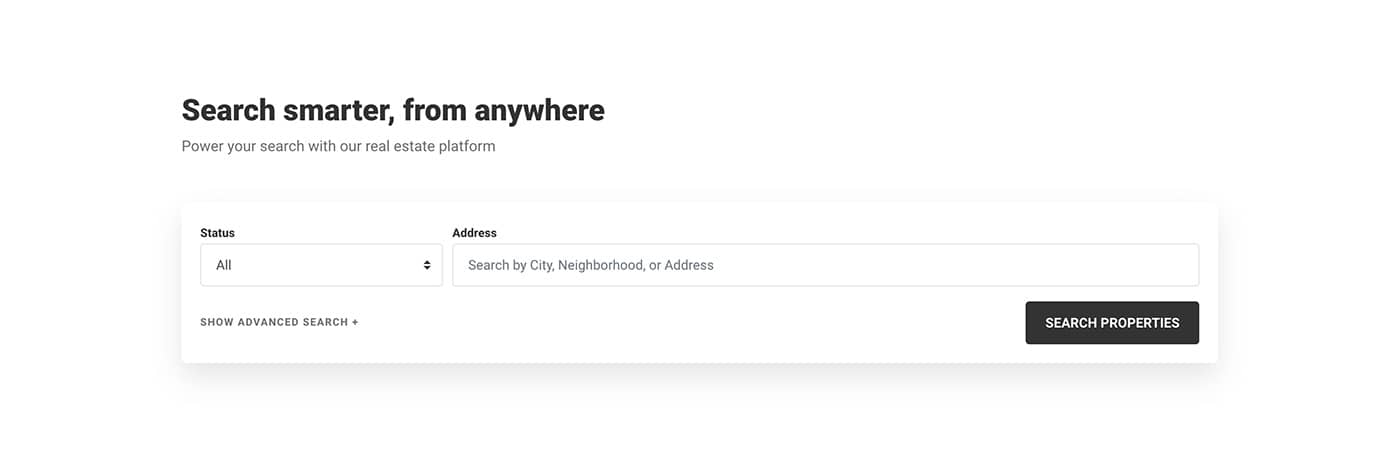 Resideo theme Search Properties content module front-end