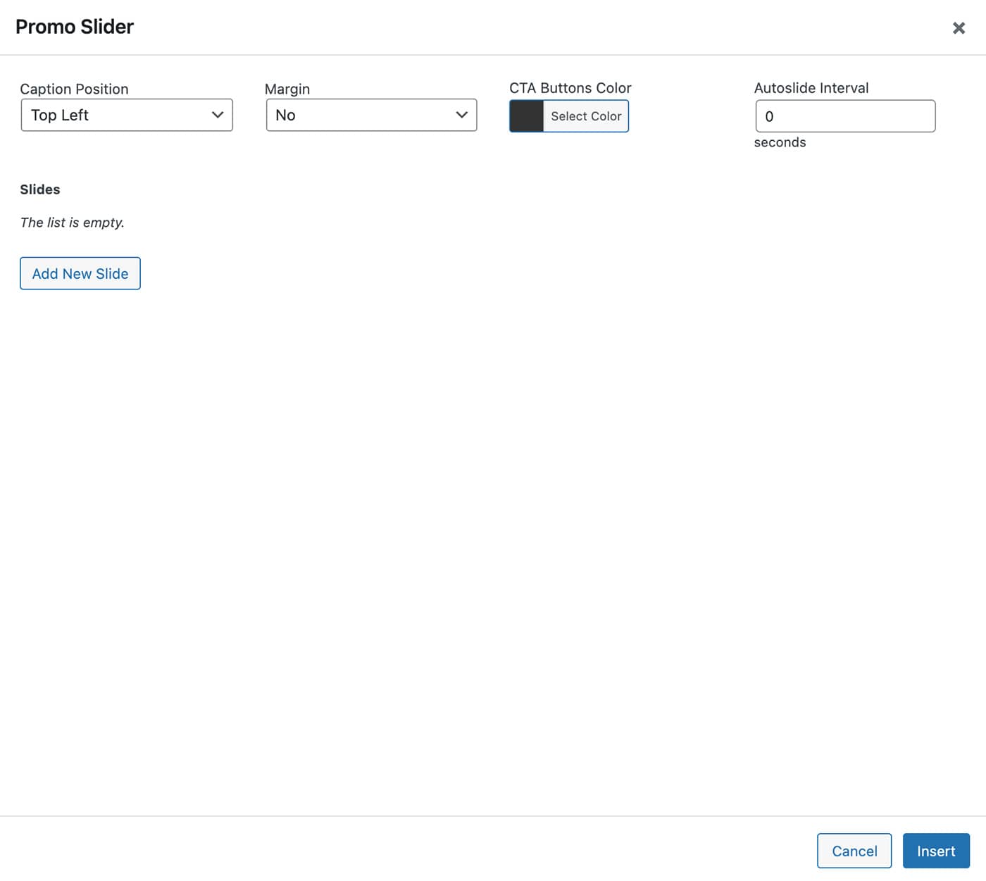 Resideo theme Promo Slider content module options