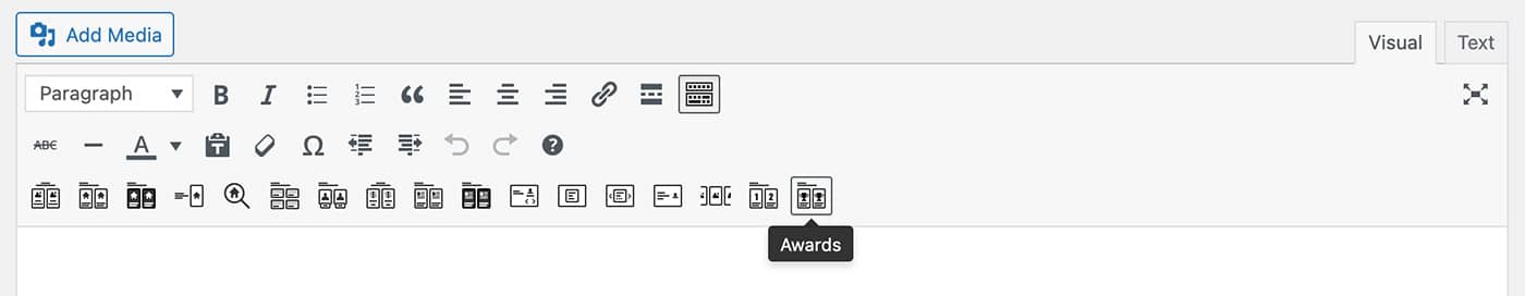 Resideo theme Awards content module toolbar
