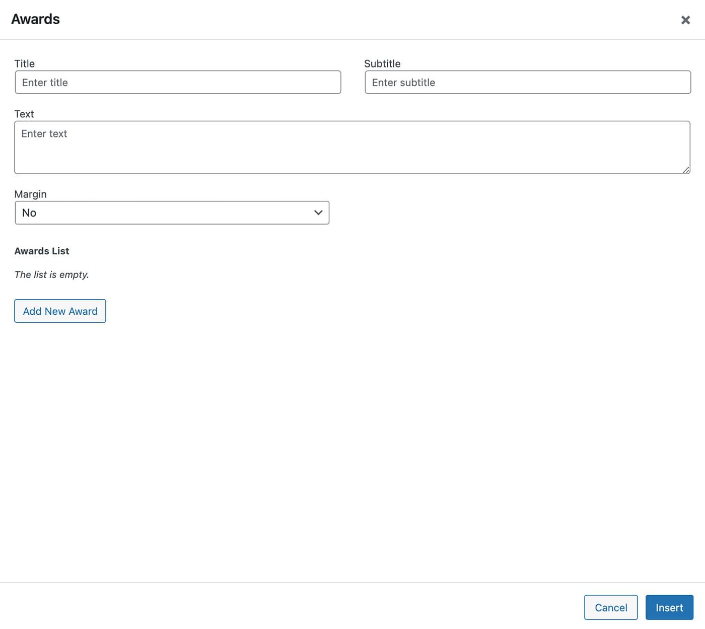 Resideo theme Awards content module options