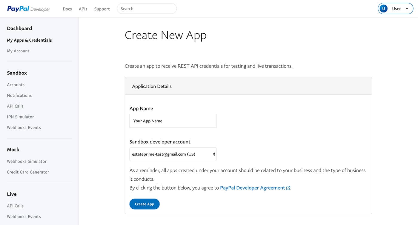 Resideo theme PayPal new app details