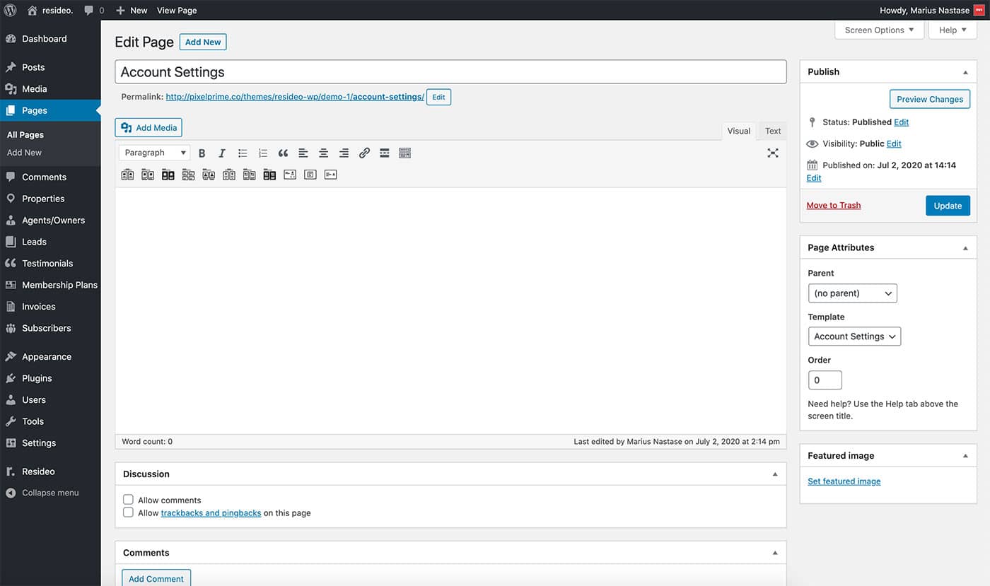 Resideo theme other pages