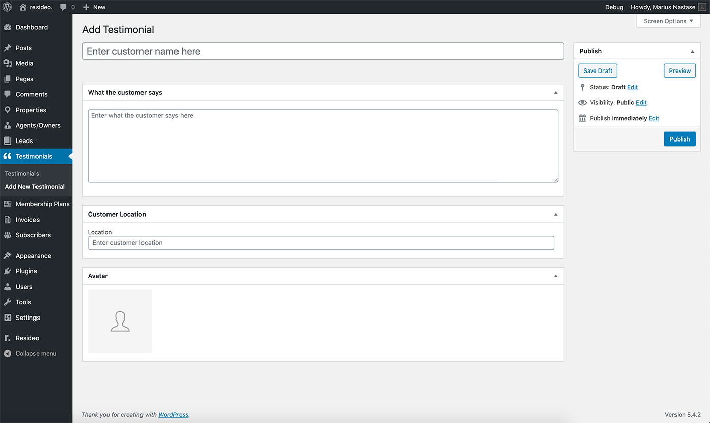 Resideo theme testimonial