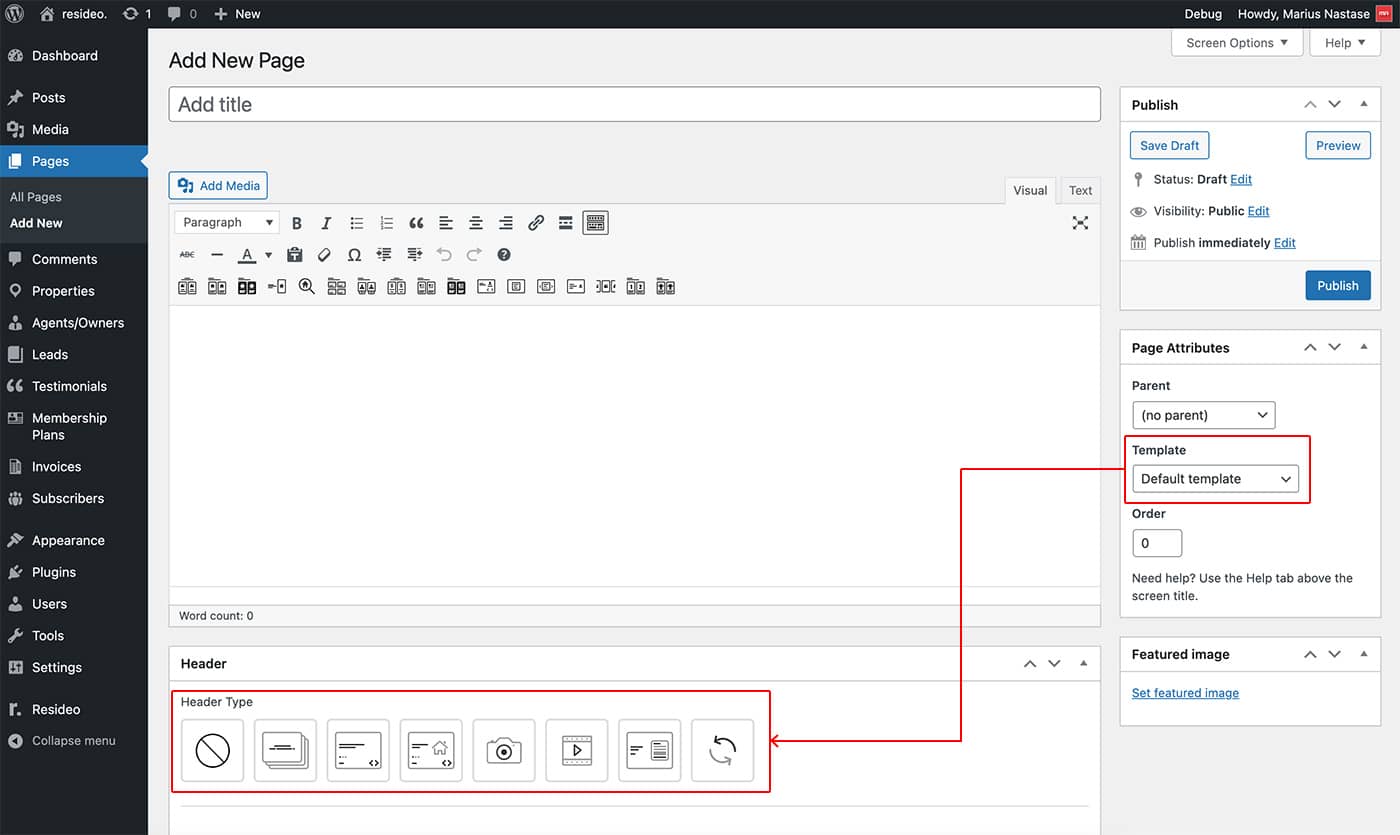 Resideo theme page headers