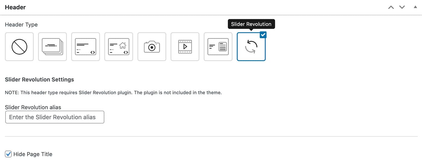 Resideo theme Slider Revolution page header