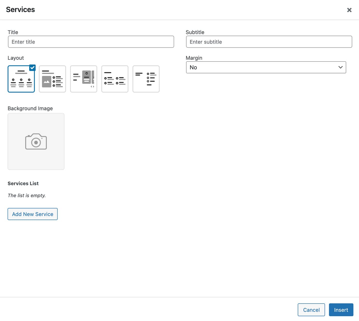 Resideo theme Services content module options