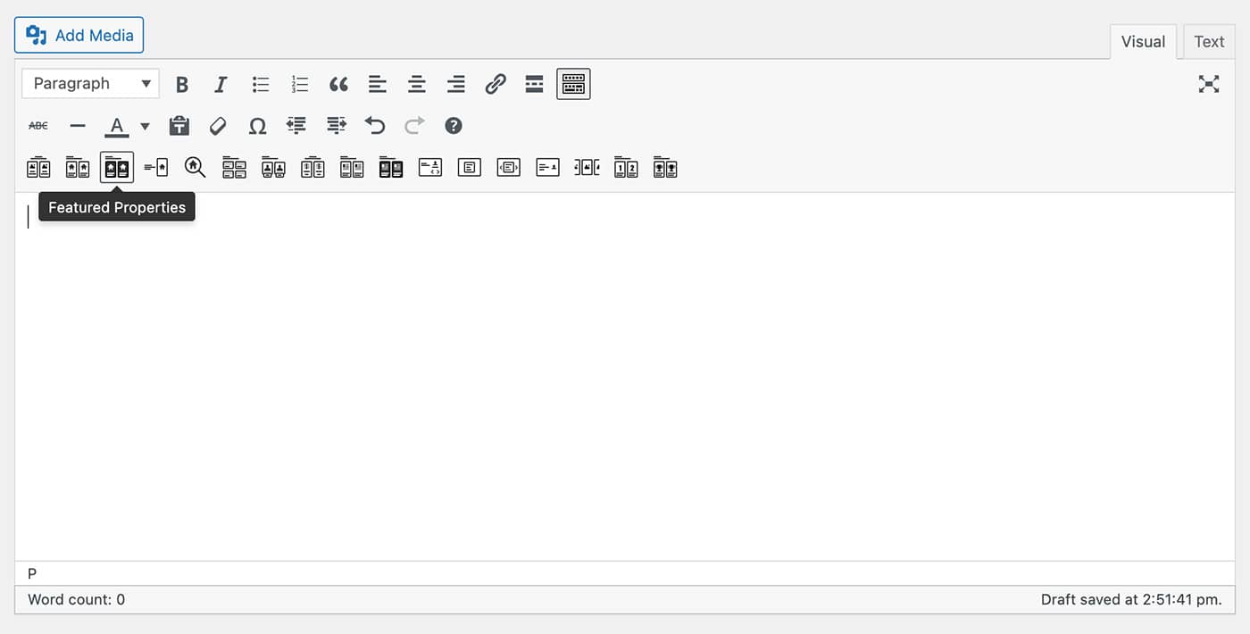 Resideo theme Featured Properties content module toolbar