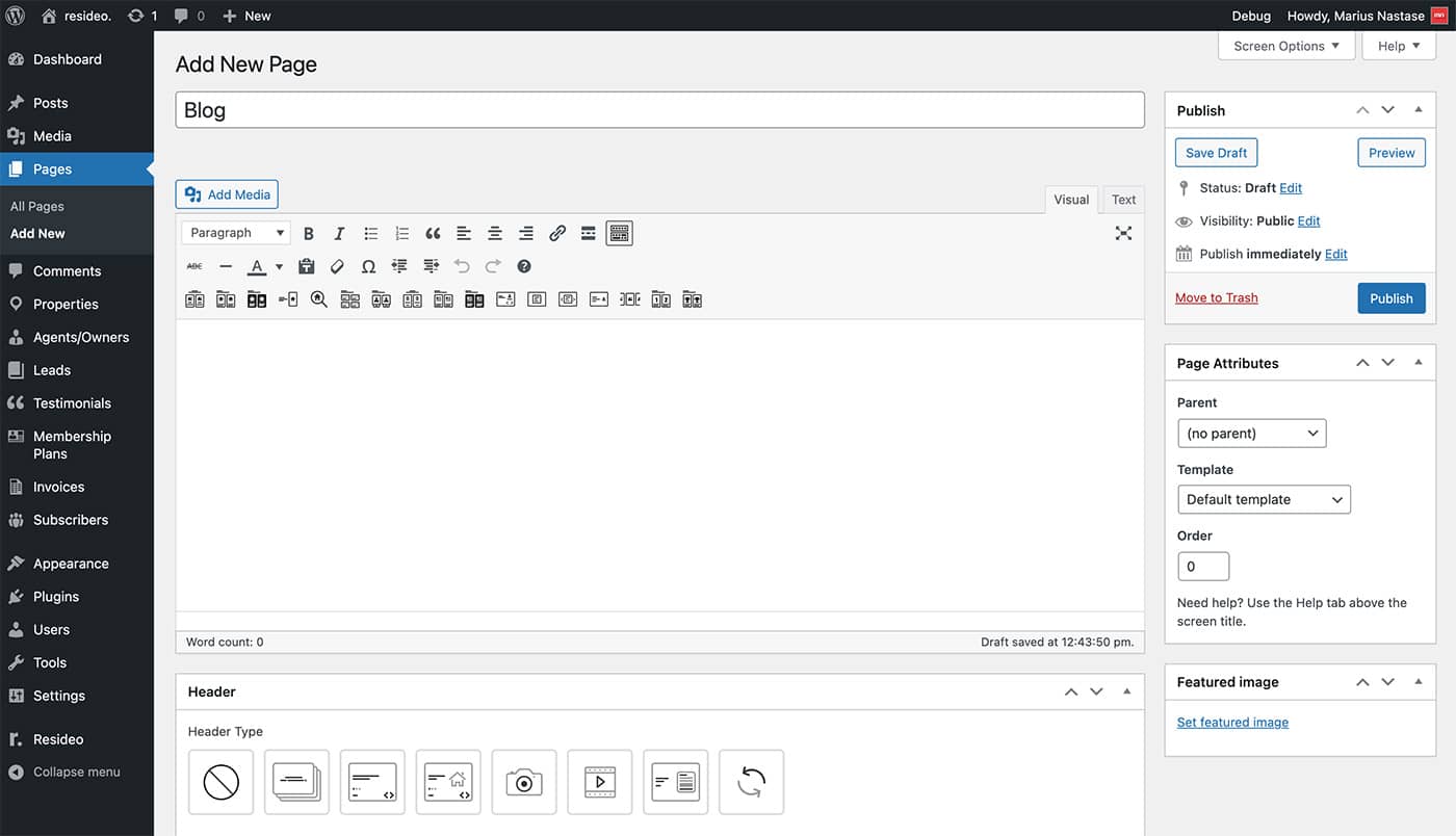 Resideo theme blog setup