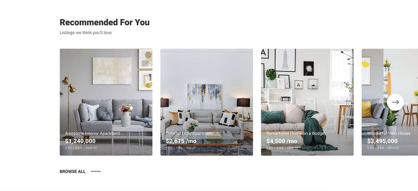 Resideo theme Featured Properties content module front-end