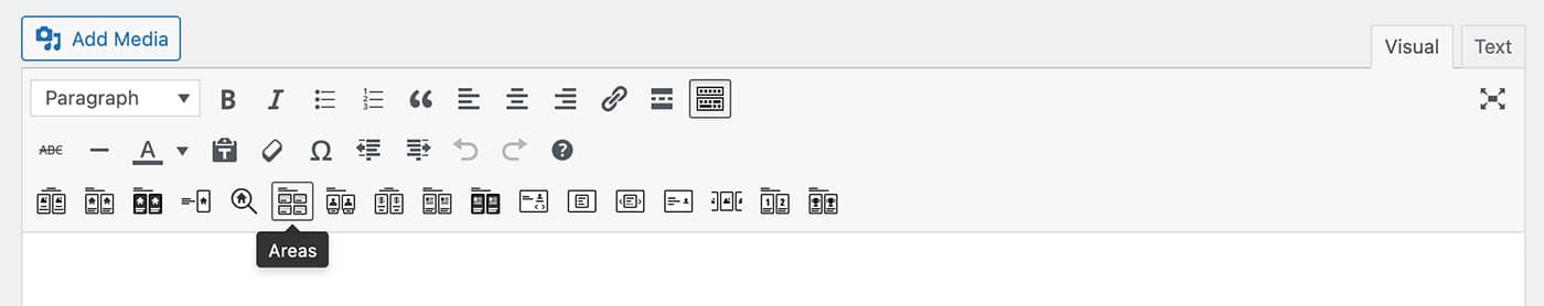 Resideo theme Areas content module toolbar