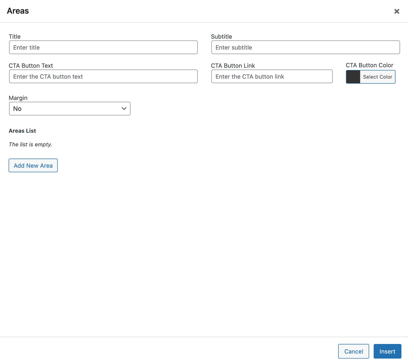 Resideo theme Areas content module options
